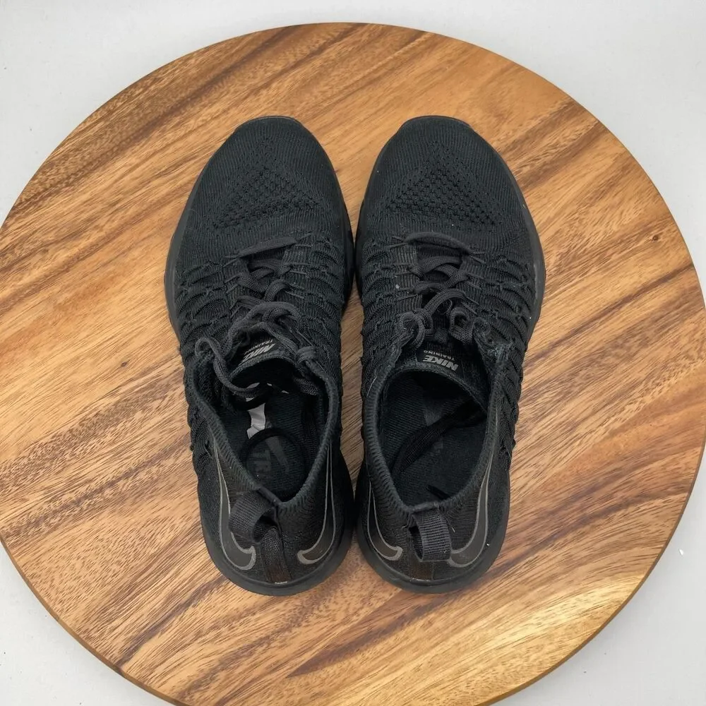 Nike Train Ultrafast Flyknit Shoes Mens Size 8 Triple Black Running Comfort Gym